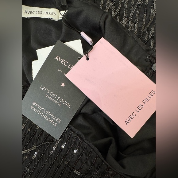 *NWT* Avec Les Filles Nordstrom Black Sequin Mini Skirt Size Small - Picture 6 of 9